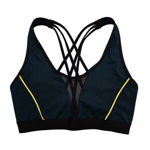 La Senza Women's Strappy Mesh Active Sports Bra Teal Black 32/34 D/DD